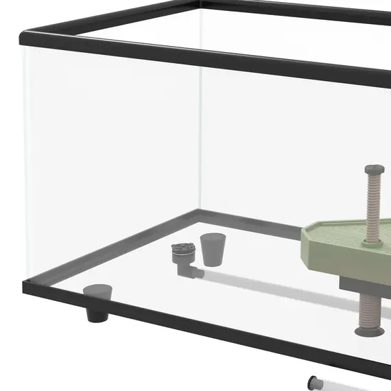 Buy 50L Glass Turtle Tank Aquarium with Basking Platform, Easy Drainage, Strip Patch Thermometer, 9 image