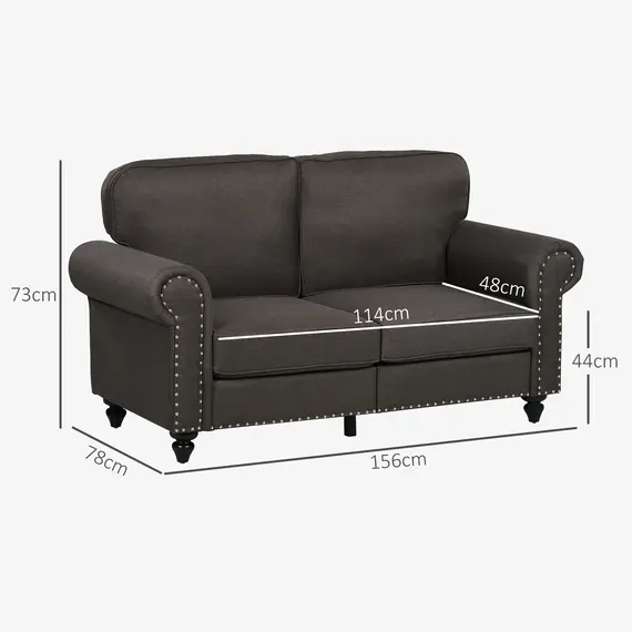 Buy Two-Seater Mid-Century Sofa, with Pocket Springs - Dark Brown, 3 image