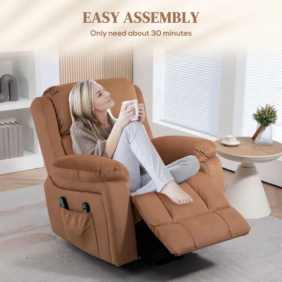 Buy HOMCOM Eight Massage Point Electric Reclining Lift Chair, with Remote - Brown, 8 image
