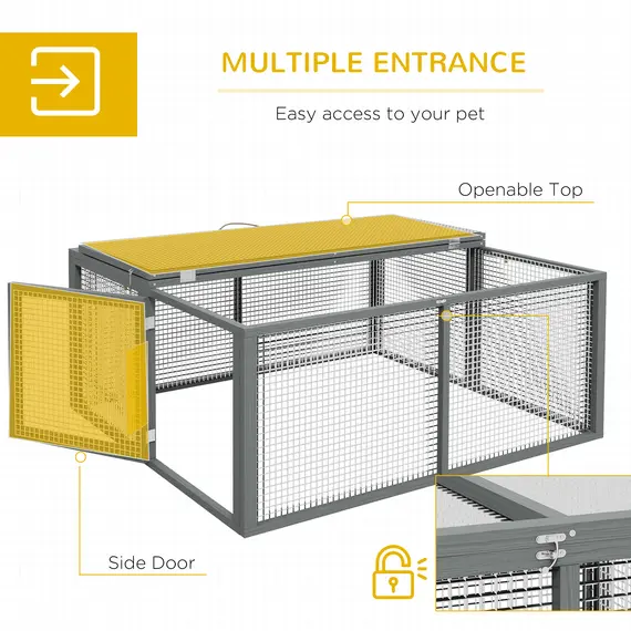Buy Wooden Folding Rabbit Hutch, for 2-3 Rabbits - Grey, 5 image