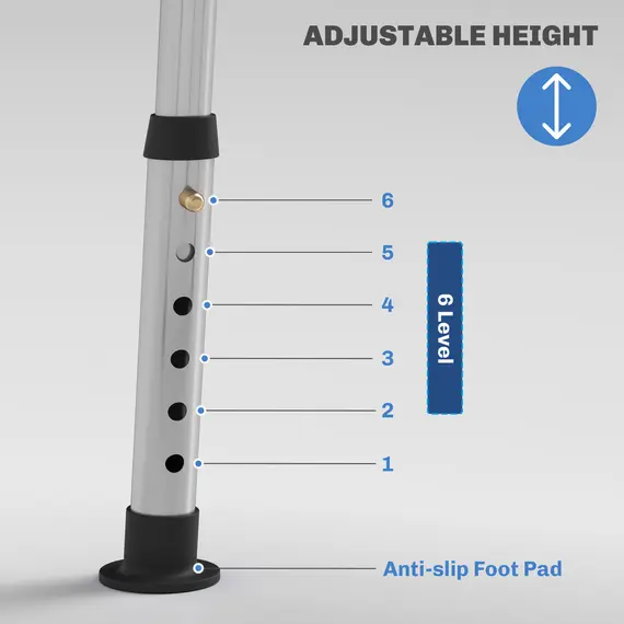 Buy Shower Stool with Backrest, Height Adjustable Shower Chair with Anti-slip Foot Pads, Shower Head Holder, Light Blue, 7 image