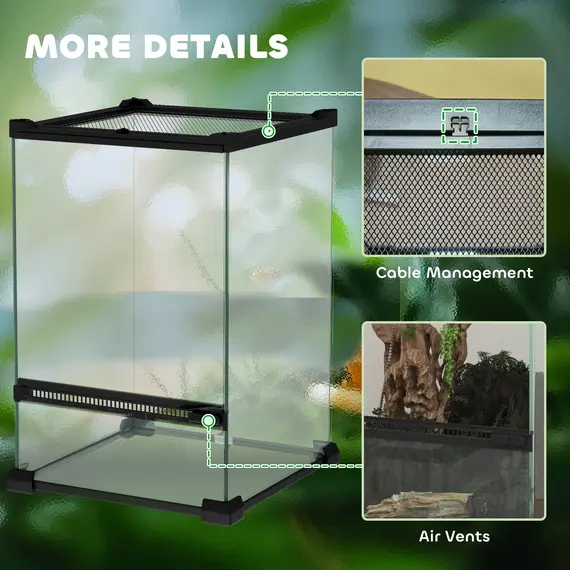 Buy 12L Vivarium for Lizards, Frogs, Snakes, Turtles, Tortoises w/ Anti-Escape Design, Ventilation, 8 image