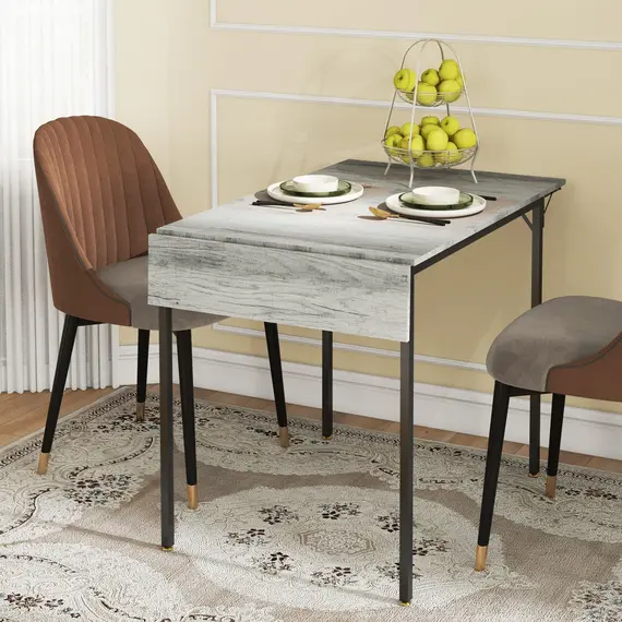 Buy Four-Person Drop Leaf Dining Table - Grey, 7 image