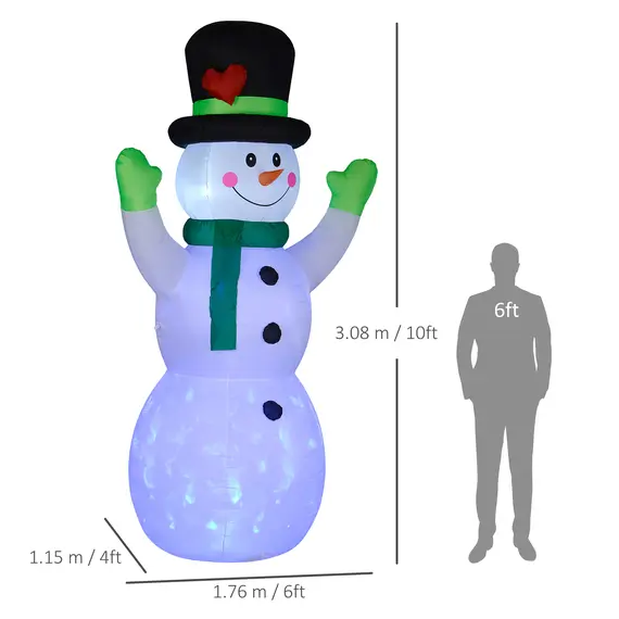 Buy 10ft Inflatable Snowman Christmas Decoration, with Accessories, 3 image