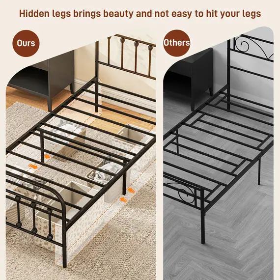 Buy Single Minimalistic Metal Bed Frame - Black, 8 image