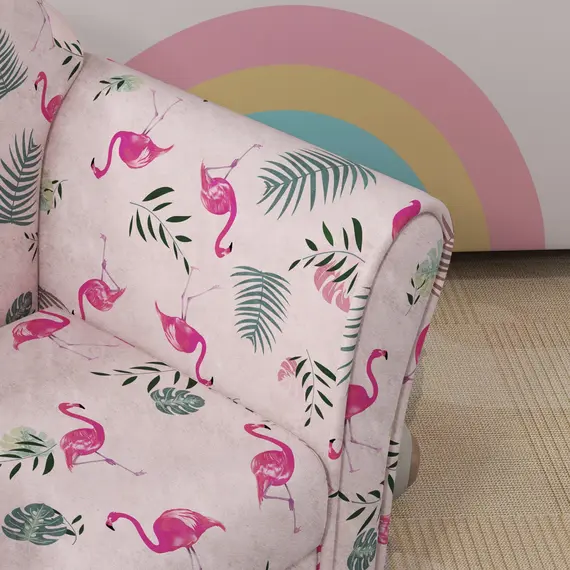 Buy Kids Armchair with Flamingo Design, Wooden Frame, for Bedroom, Playroom, Kids Room - Pink, 8 image