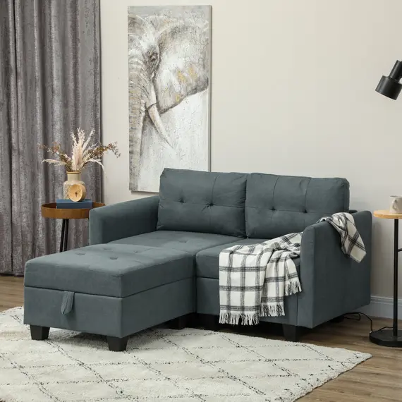 Buy L' Shape Modular Storage Sofa - Dark Grey, 2 image