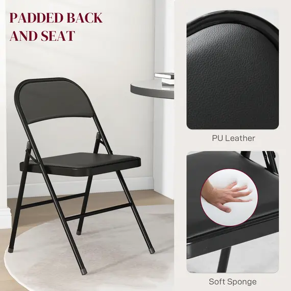 Buy Set of Two Cushioned Folding Chairs - Black, 4 image