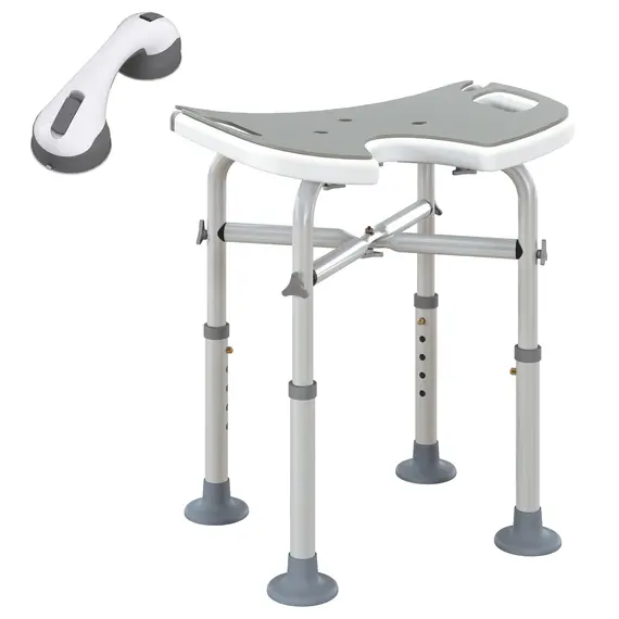 Buy 39-51.5cm 'U' Seat Padded Shower Stool - Grey