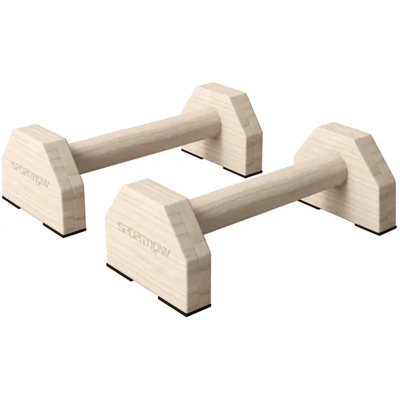 Buy SPORTNOW Wooden Parralletes Bars, Push Up Handles with Non-Slip Base, Calisthenics Equipment, for Home Gym, Training