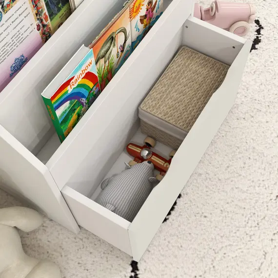 Buy Bookcase for Kids with Shelves, Drawer, Bookcase for Bedroom, Playroom, White, 8 image