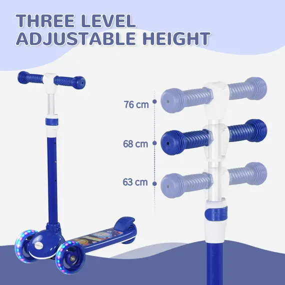 Buy AIYAPLAY Kids 3 Wheel Scooter for 2-6 Years Old w/ Adjustable Height, LED Light, TPE Handlebar, Blue, 4 image