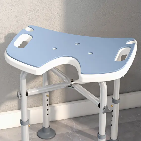 Buy 39-51.5cm 'U' Seat Padded Shower Stool - Light Blue, 9 image