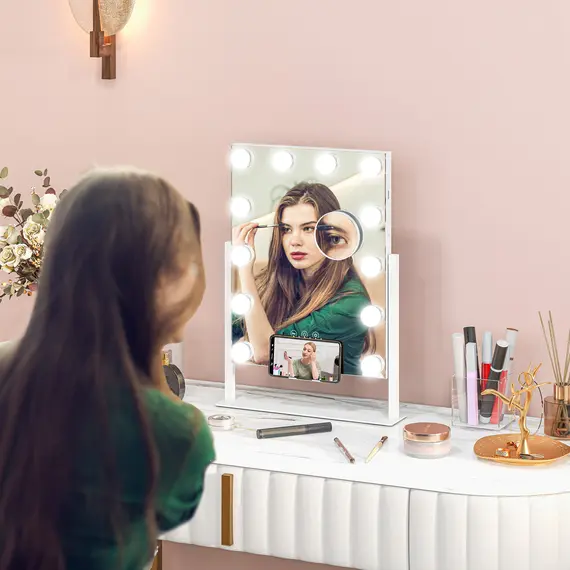 Buy 12 LED bulb Tabletop Makeup Mirror, with Adjustable Settings, 2 image