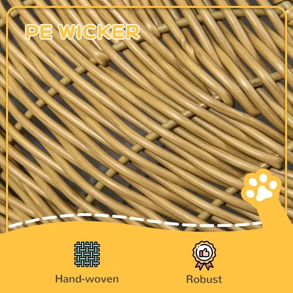 Buy Wicker Cat House with Washable Cushion for Indoor Cats, Light Brown, 5 image