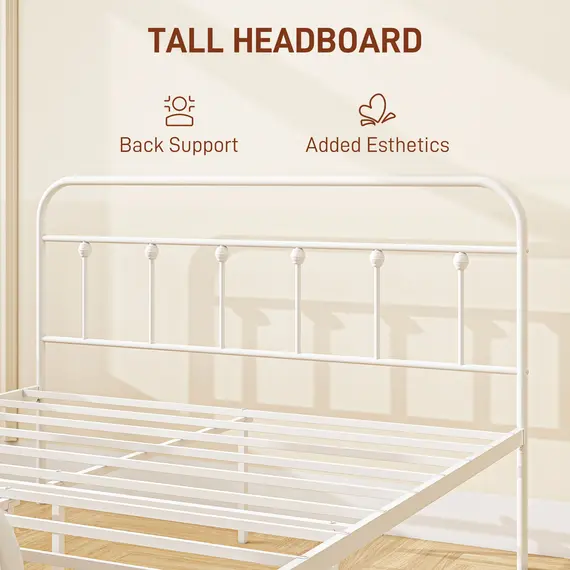 Buy Double Minimalistic Metal Bed Frame - White, 4 image