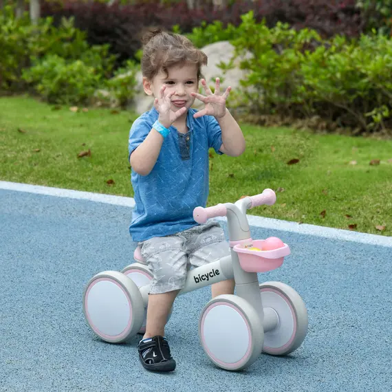 Buy Kids Balance Bike for 1-3 Years Old with Adjustable Seat, Silent Wheels, Pink, 2 image
