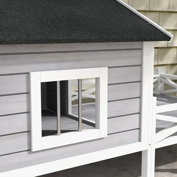 Buy Small/Medium Dog House with Porch, Grey, 7 image