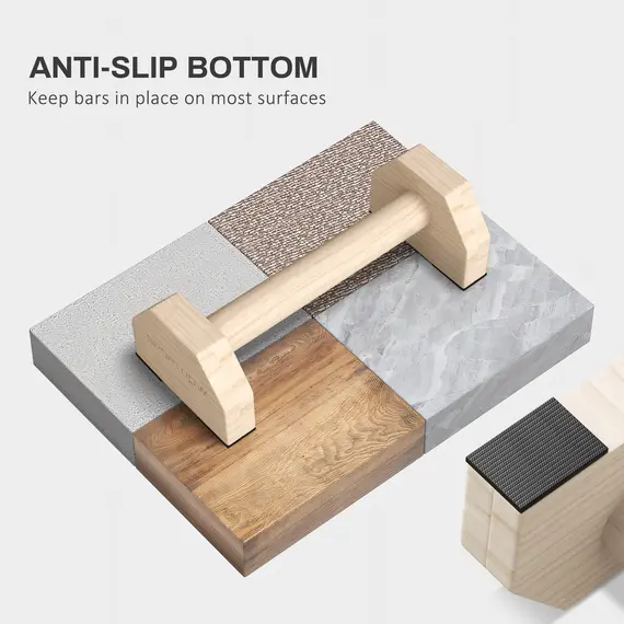 Buy SPORTNOW Wooden Parralletes Bars, Push Up Handles with Non-Slip Base, Calisthenics Equipment, for Home Gym, Training, 4 image