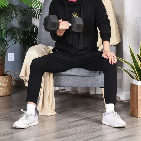 Buy HOMCOM 2x12.5kg Rubber Hex Dumbbell Portable Hand Weights Dumbbell Home Gym Workout Fitness Hand Dumbbell, 2 image