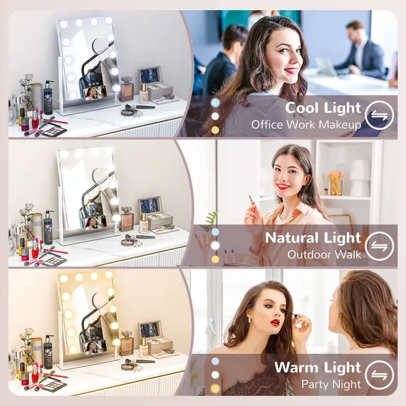 Buy 12 LED bulb Tabletop Makeup Mirror, with Adjustable Settings, 6 image