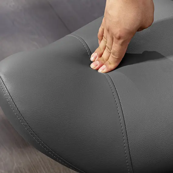 Buy Saddle Stool, PU Leather Adjustable Rolling Salon Chair with Steel Frame for Massage, Spa, Beauty and Tattoo, Grey, 9 image