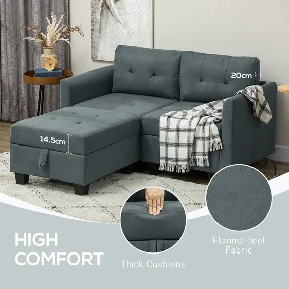 Buy L' Shape Modular Storage Sofa - Dark Grey, 6 image