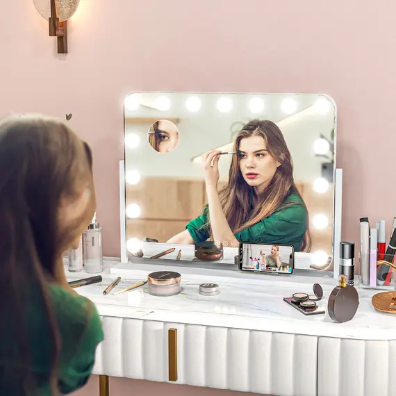 Buy 14 LED bulb Tabletop Makeup Mirror, with Adjustable Settings, 2 image