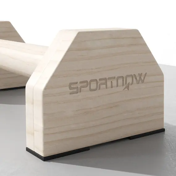 Buy SPORTNOW Wooden Parralletes Bars, Push Up Handles with Non-Slip Base, Calisthenics Equipment, for Home Gym, Training, 9 image