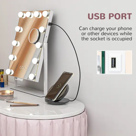 Buy 12 LED bulb Tabletop Makeup Mirror, with Adjustable Settings, 5 image