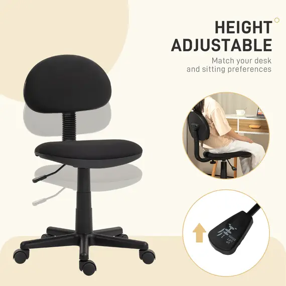 Buy Small Armless Office Chair - Black, 4 image
