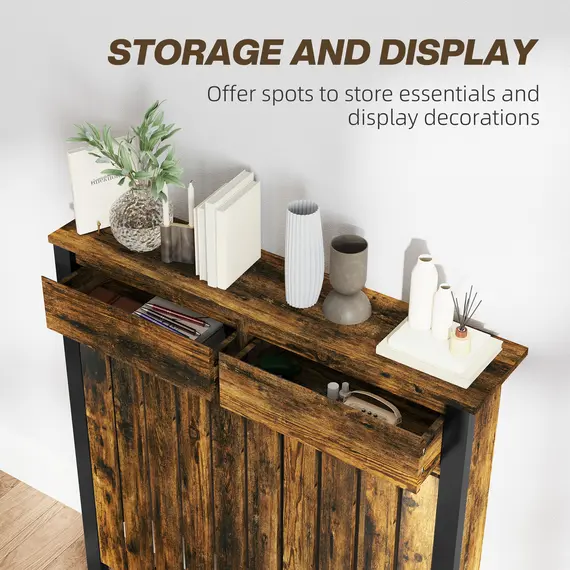 Buy 93 x 88.5cm Rustic-Look Radiator Cover - Brown/Black, 4 image