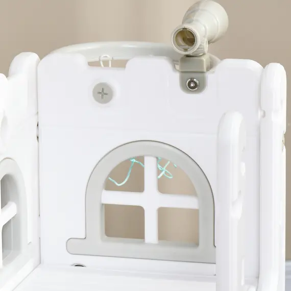 Buy 5 in 1 Toddler Slide with Basketball Hoop, Climber, Telescope, Storage Basket, for Ages 1-3 Years, Grey, 8 image