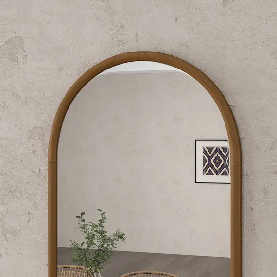 Buy 110 x 65cm Wooden Arched Mirror - Natural Finish, 7 image