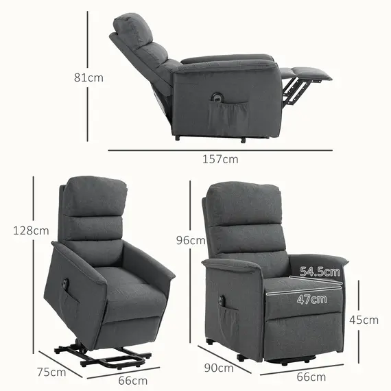 Buy Electric Riser Recline Armchair, with Footrest - Dark Grey, 3 image