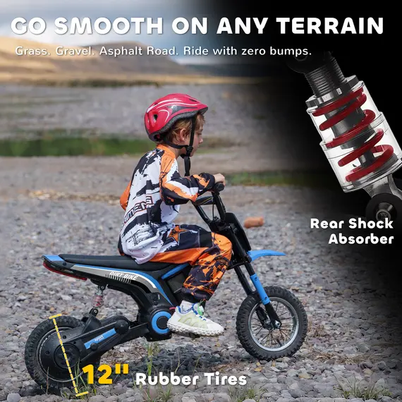Buy HOMCOM 24V Electric Motorbike 18km/h with Twist Grip Throttle, Enhanced Power and Extended Range - Blue, 7 image