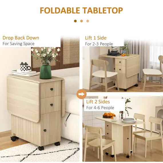 Buy Six-Person Drop Leaf Dining Table, with Storage - Wood-Effect, 5 image