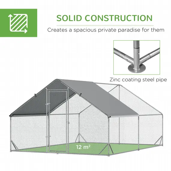 Buy PawHut Walk In Chicken Run with Chicken Activity Shelf and Cover, 3 x 4 x 2m, 4 image