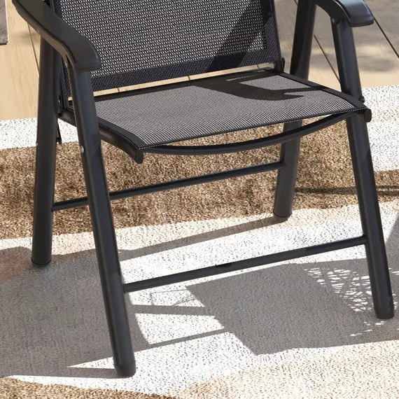 Buy Set of 6 Folding Garden Chairs, Metal Frame Garden Chairs Outdoor Patio Park Dining Seat with Breathable Mesh Seat, Dark Grey, 9 image