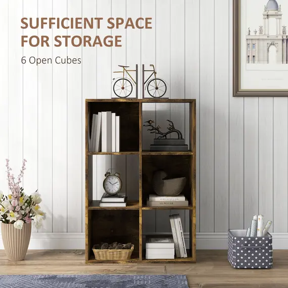 Buy 6-Cube Bookshelf - Rustic Brown, 4 image
