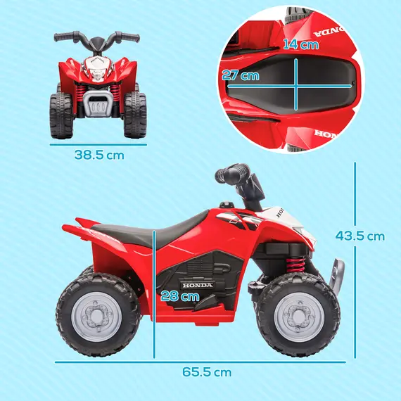 Buy Honda Licensed Kids Electric Quad Bike, 6V ATV Ride On for Ages 1.5-3 Years, Red, 3 image