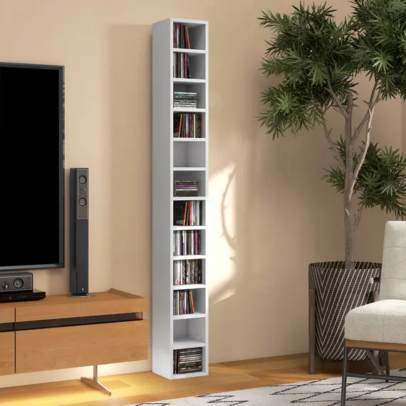 Buy 204 CD Tall Narrow Media Storage Tower - White, 8 image