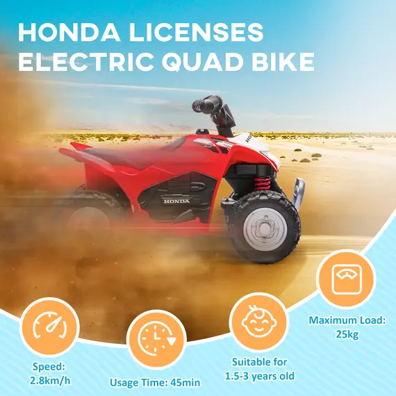 Buy Honda Licensed Kids Electric Quad Bike, 6V ATV Ride On for Ages 1.5-3 Years, Red, 7 image