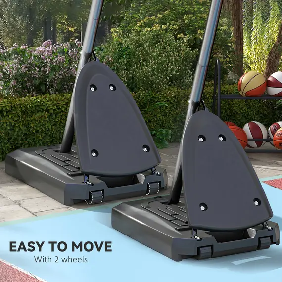 Buy 2.4-2.9m Adjustable Basketball Hoop and Stand with Weighted Base, Portable on Wheels, Red, 6 image