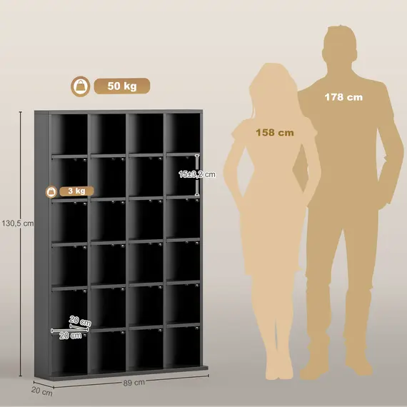 Buy CD Storage Unit with Adjustable Shelves, 89 x 130.5 cm, Black, 3 image