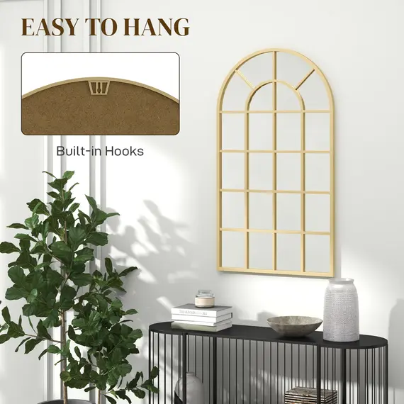 Buy 110 x 65 cm Arched Decorative Wall Mirror for Bedroom Living Room, Modern Window Bathroom Mirror for Home Decor, 6 image