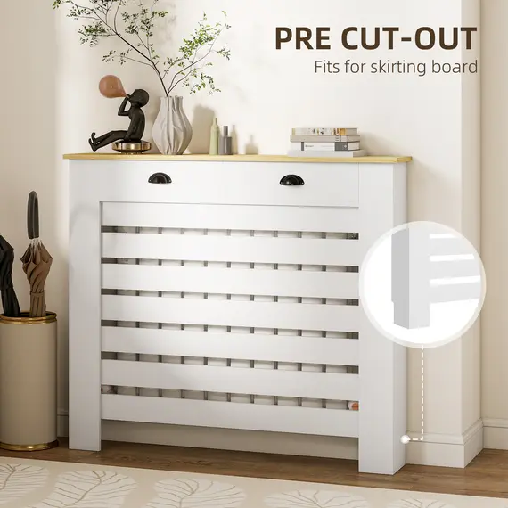 Buy 95.5H x 111Wcm Radiator Cover, with Drawer - White, 4 image