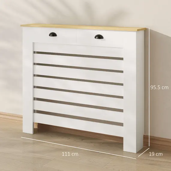 Buy 95.5H x 111Wcm Radiator Cover, with Drawer - White, 3 image