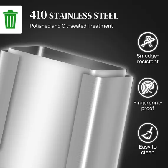 Buy HOMCOM 30L Dual Compartment Stainless Steel Bin, with Deodoriser Holders - Silver Tone, 5 image