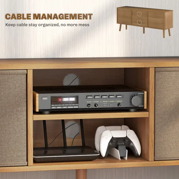 Buy TV Cabinet Stand Unit for TVs up to 50'' with Foldable Drawers, Entertainment Centre for Living Room Brown, 6 image